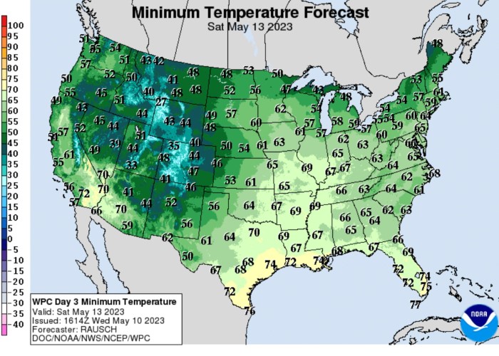 3-7 Day Minimum Temperatures